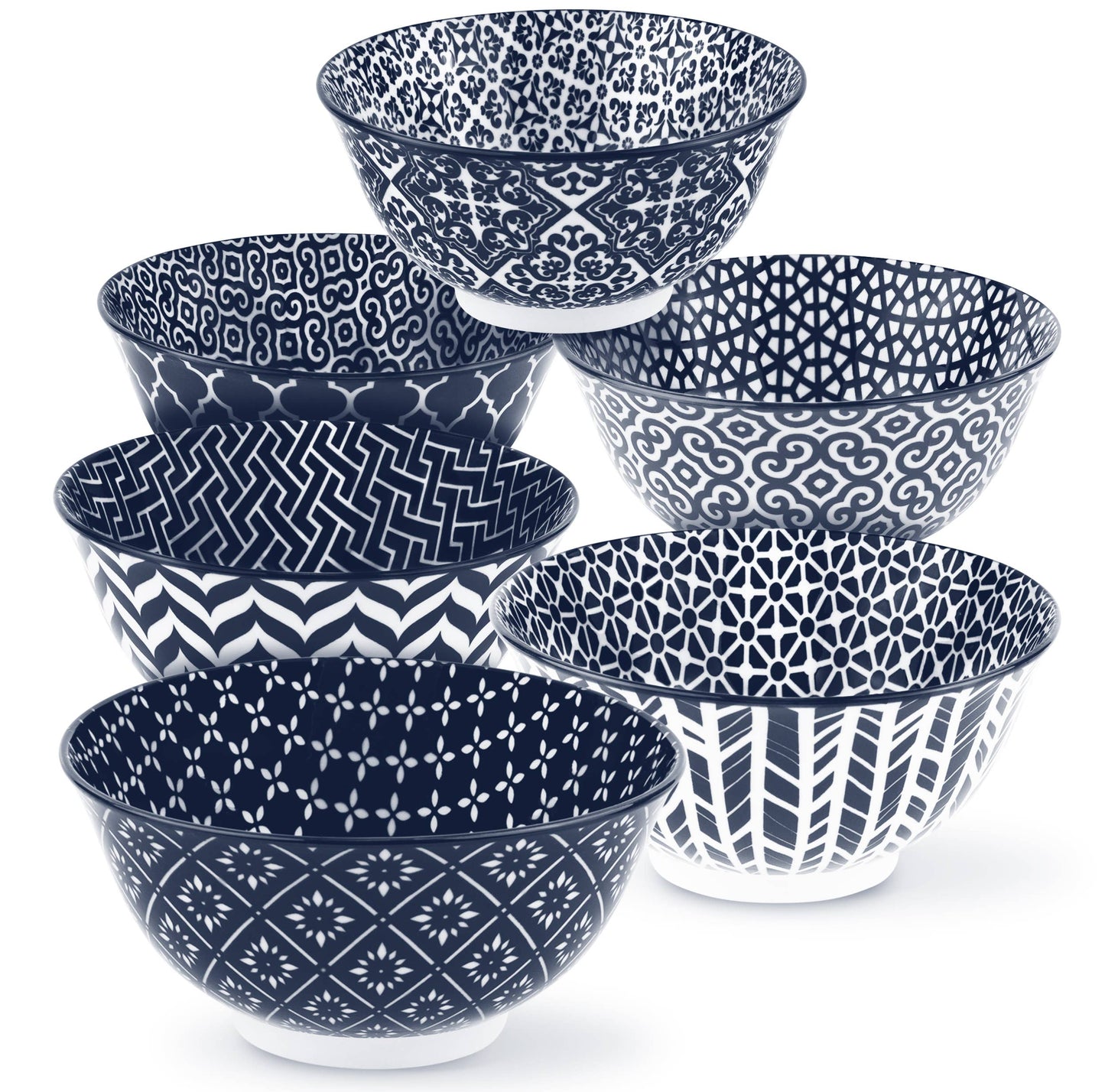 Kook Geometric Cereal Bowls, 18 oz, Set of 6