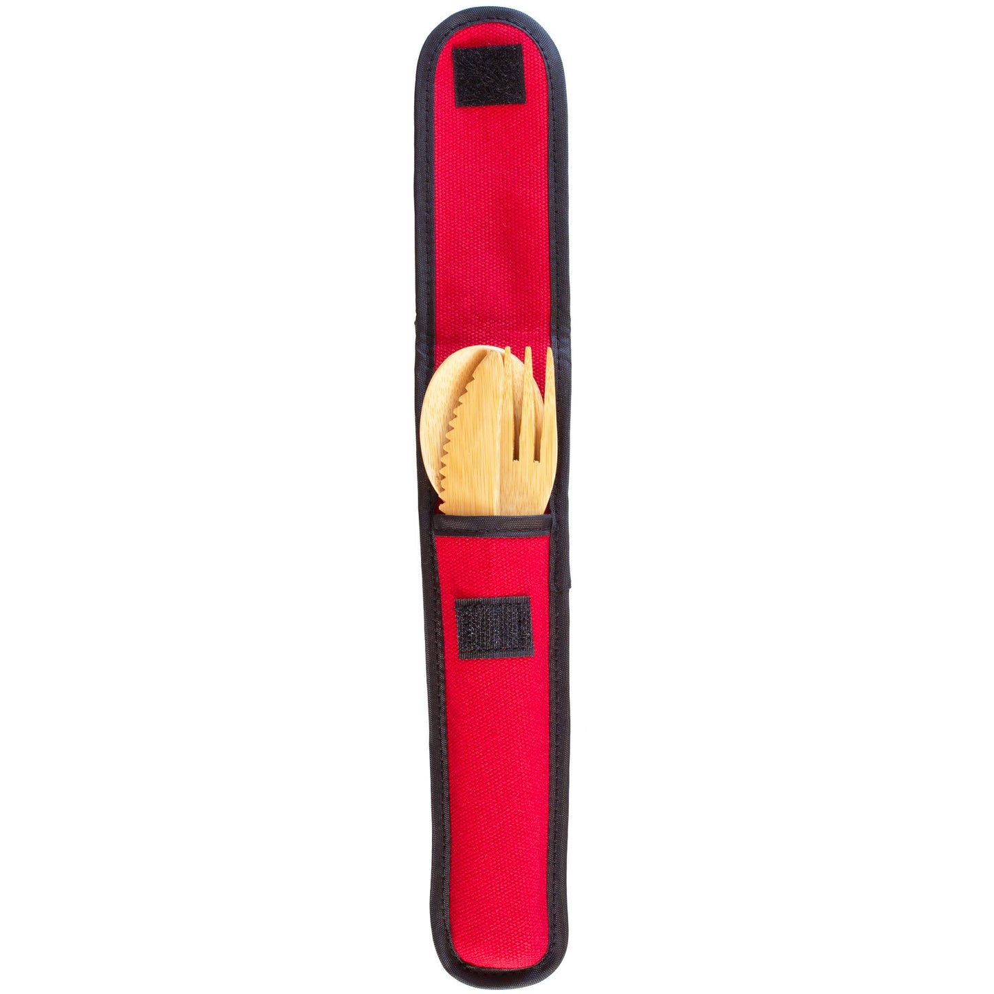 Reusable Bamboo Take-Along Utensil Set, Red