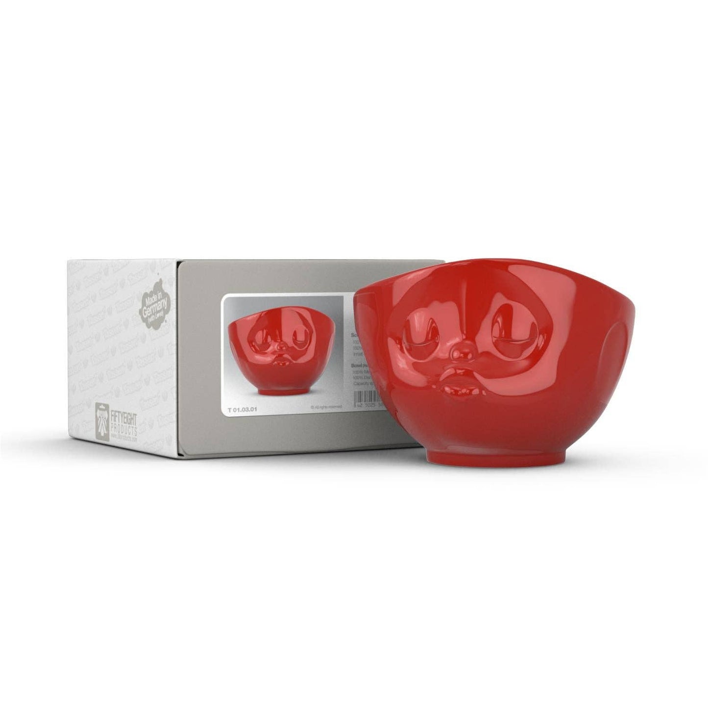 16 Oz. Bowl, Kissing Face, Red
