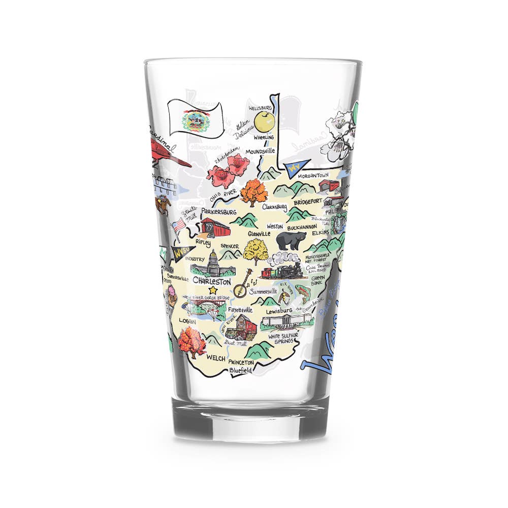 Fishkiss West Virginia 16oz Glass
