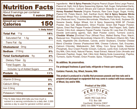 Feridies 9oz Tin Happy Hour Heat Snack Mix