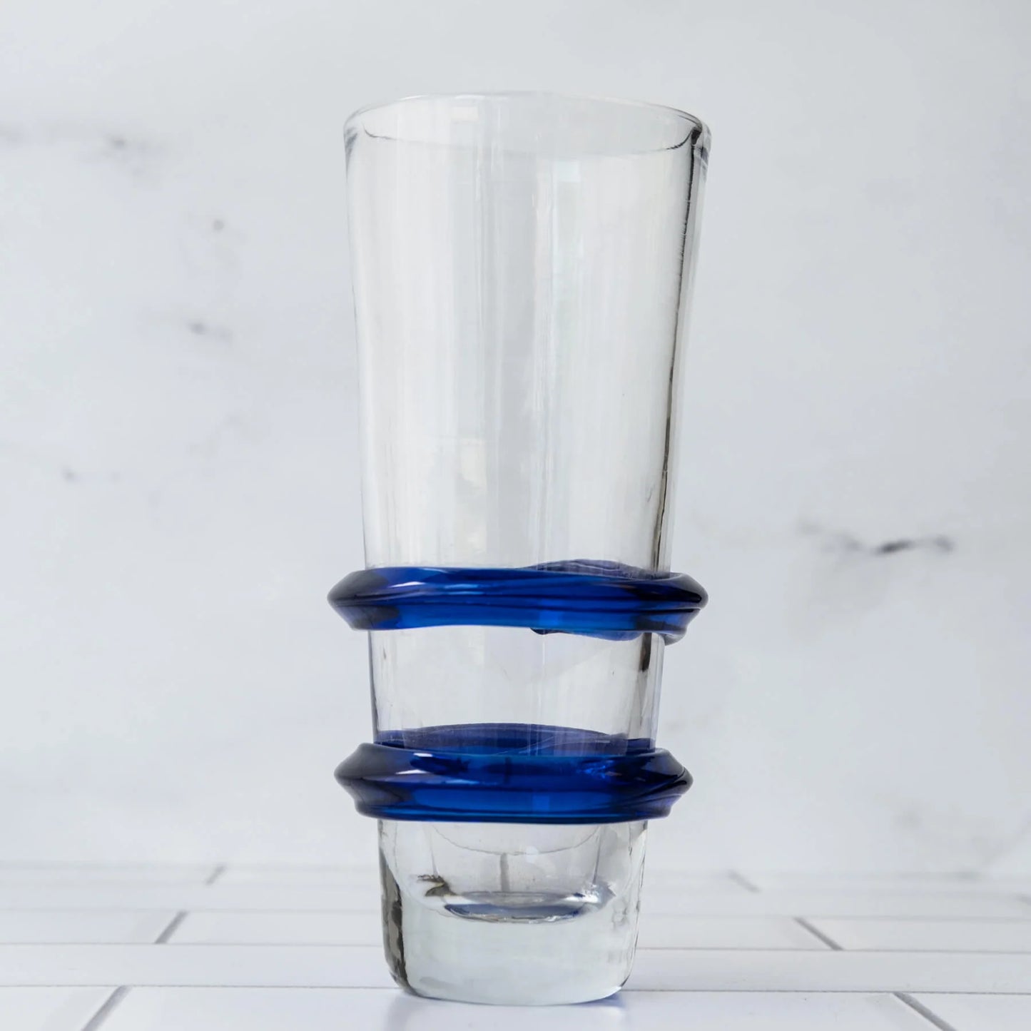 Blenko Cobalt Blue Double Ring Glass