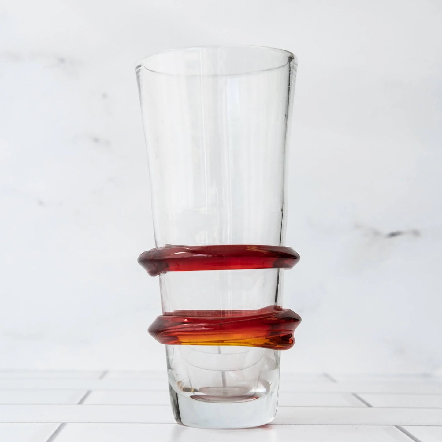 Blenko Ruby Red Double Ring Glass