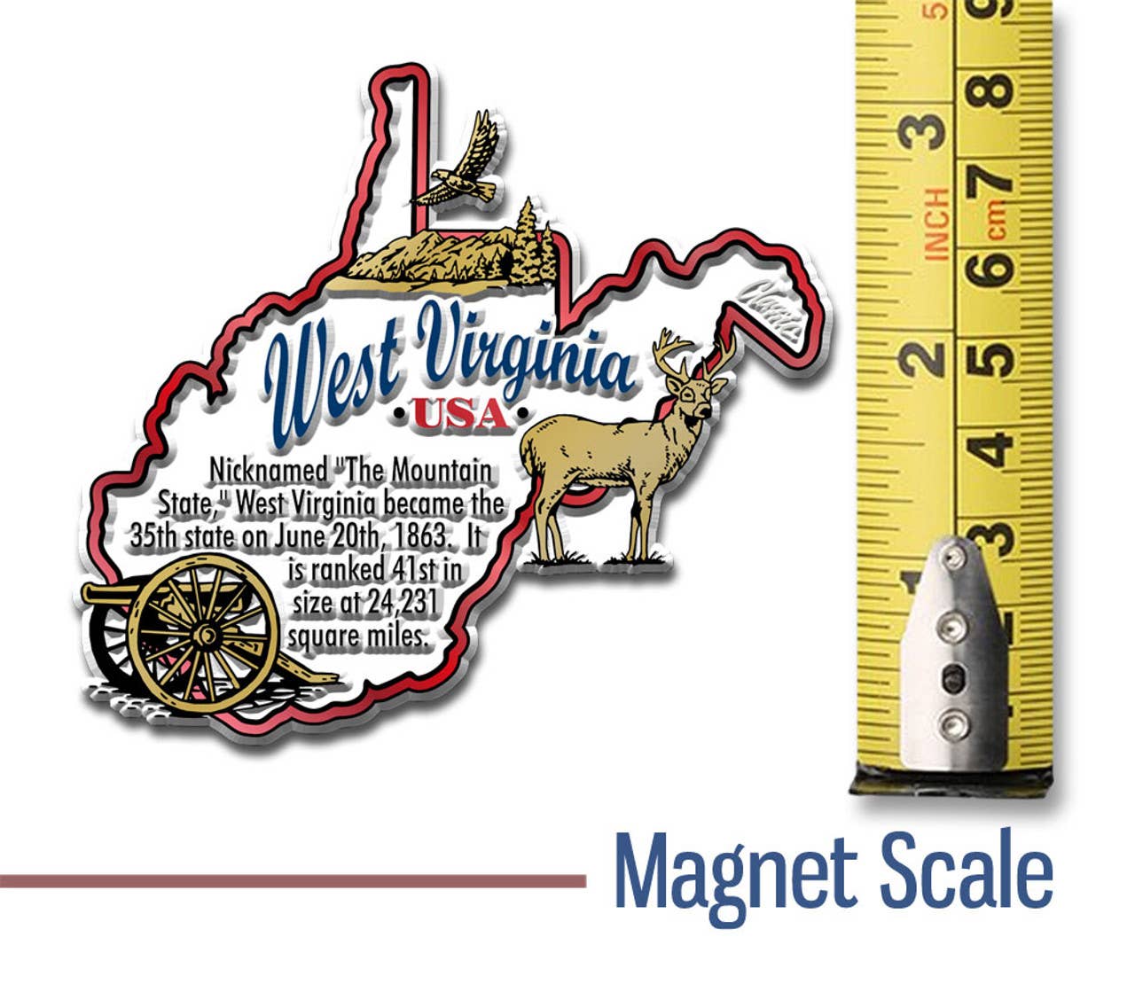 West Virginia Information State Magnet Made in USA