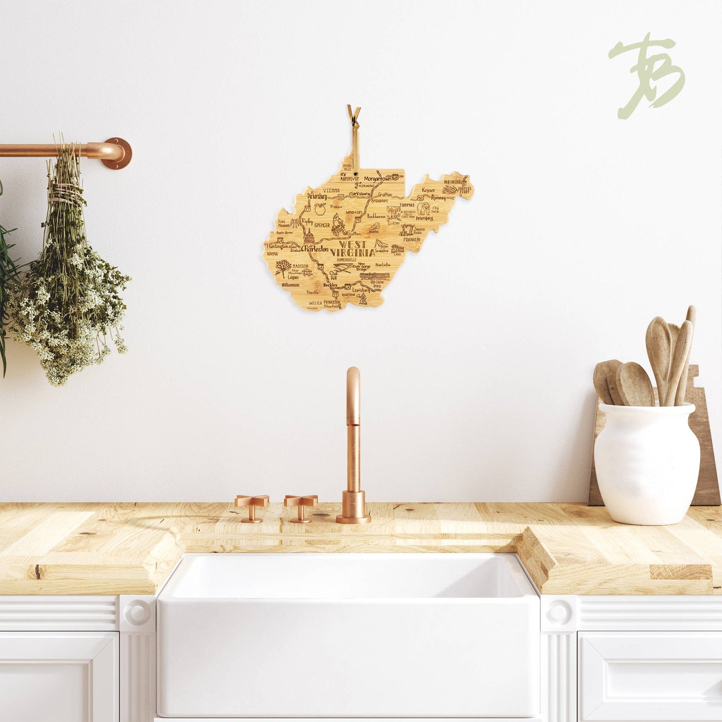 Destination West Virginia Cutting Board w/ Engraved Artwork