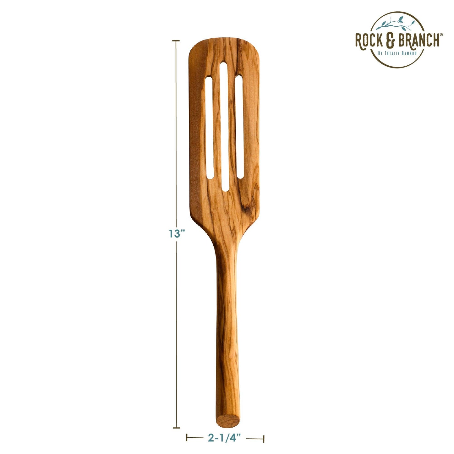 Totally Bamboo - Rock & Branch® Olive Wood Slotted Spurtle, Safe for Nonstick