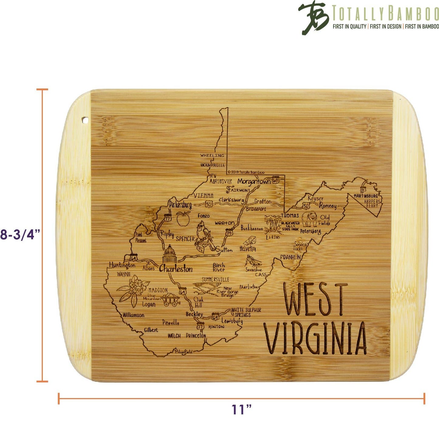 A Slice of Life West Virginia Cutting & Charcuterie Board