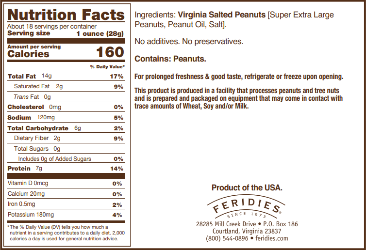 18oz Tin Salted Super Extra Large Virginia Peanuts