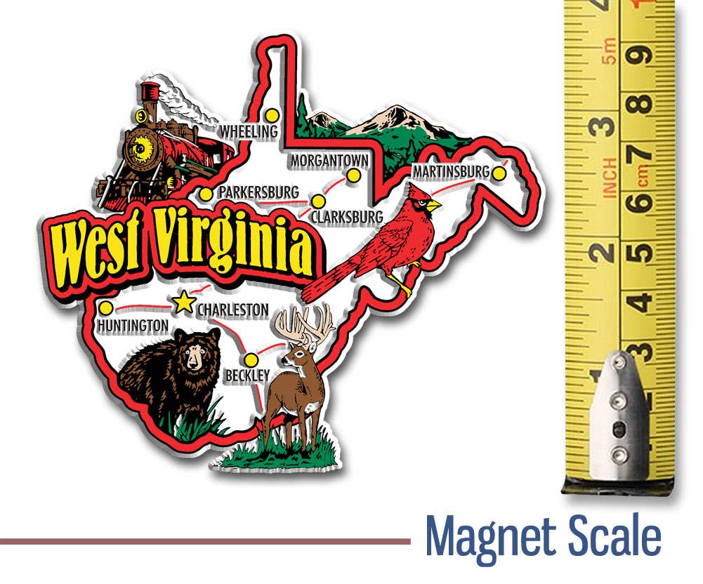 West Virginia Jumbo State Magnet, Made in USA