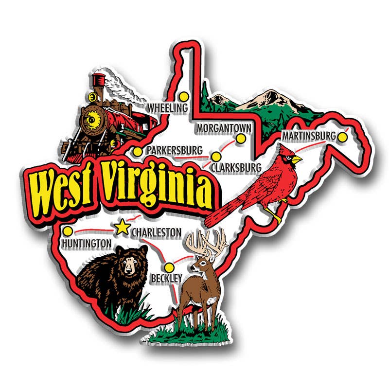 West Virginia Jumbo State Magnet, Made in USA