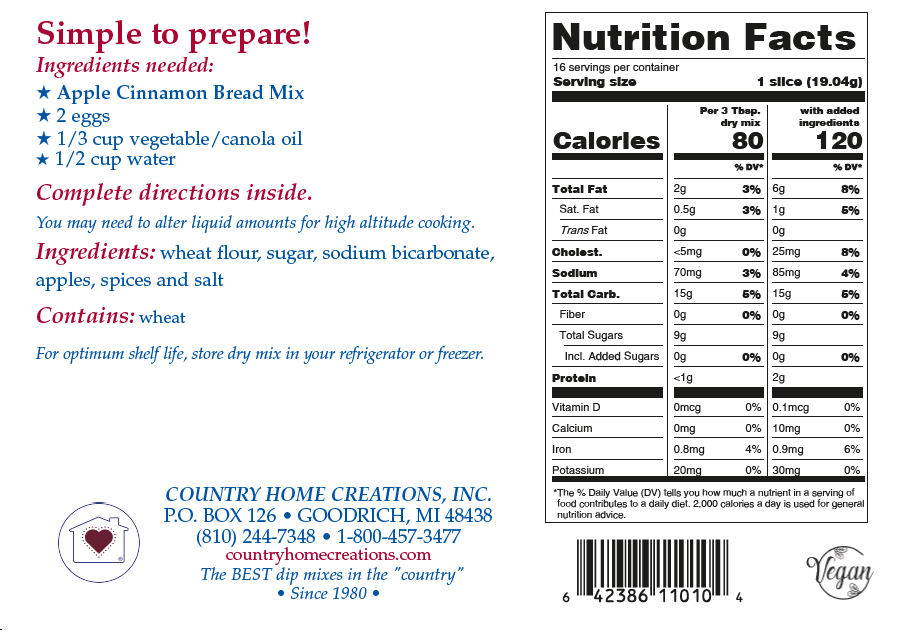 Country Home Creations - Apple Cinnamon Bread Mix