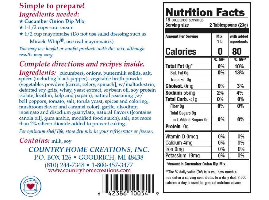 Country Home Creations - Cucumber Onion Dip Mix