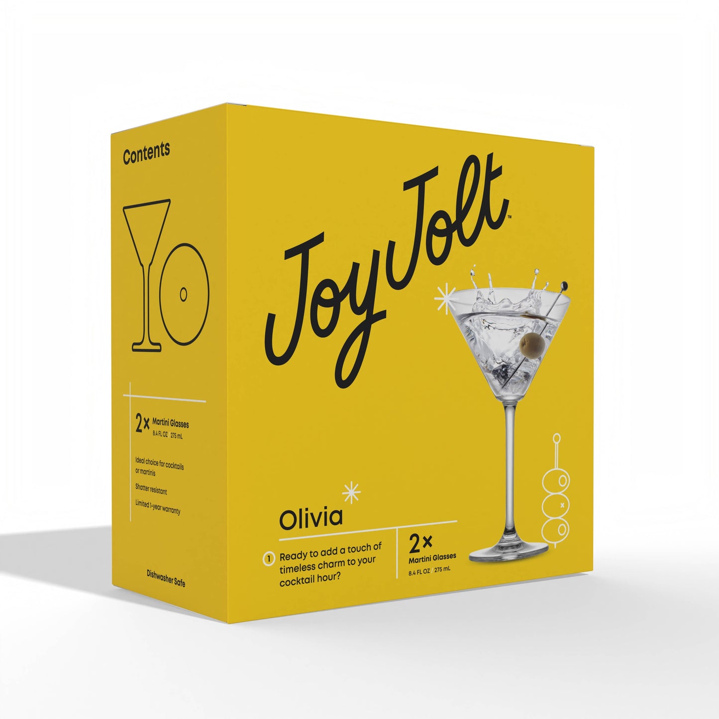 JoyJolt - Olivia Stemmed Crystal Martini Glasses-Set of 2
