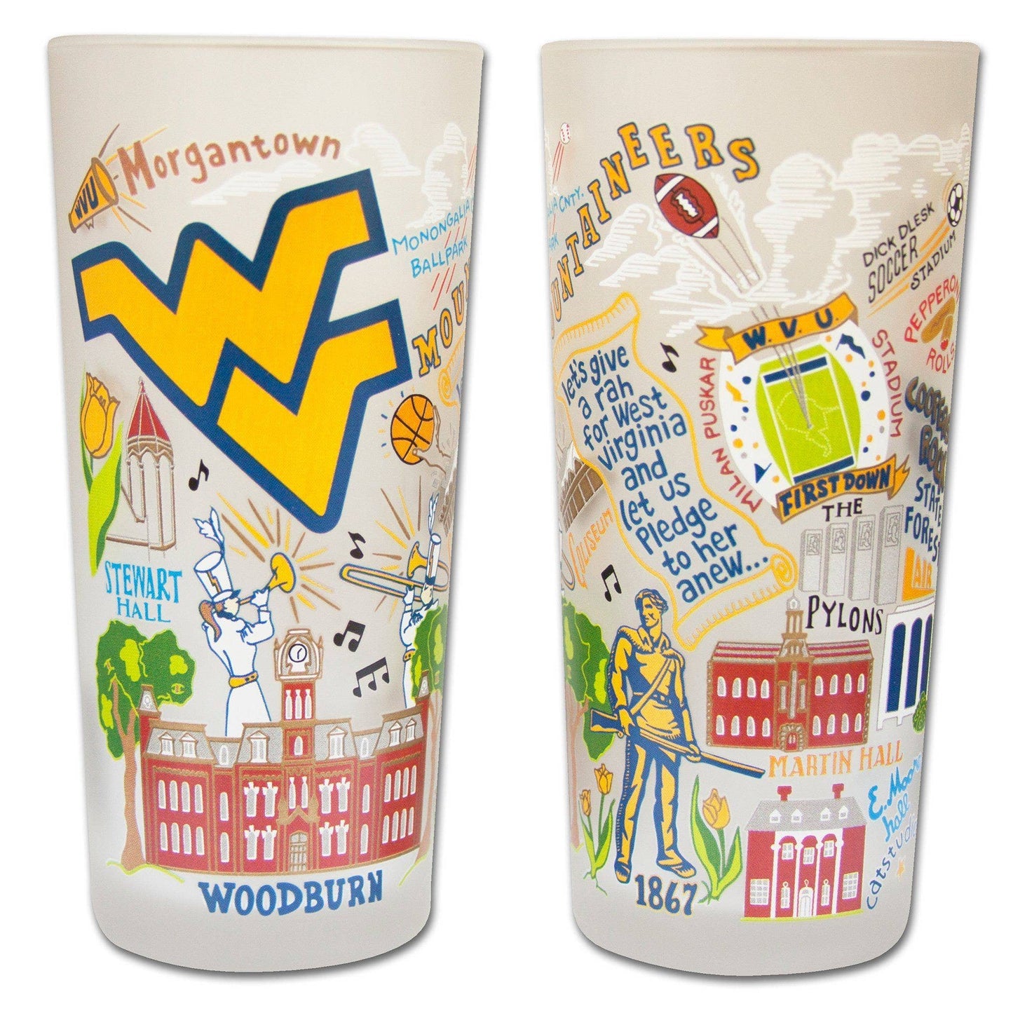 West Virginia University Collegiate Drinking Glass