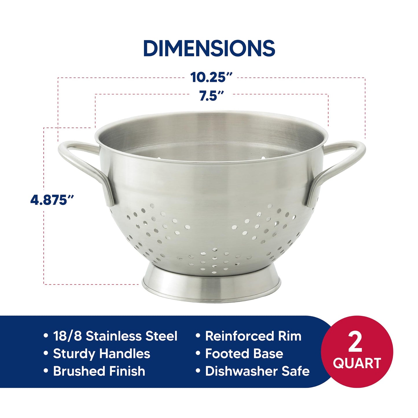 HIC Stainless Steel 2 QT Colander