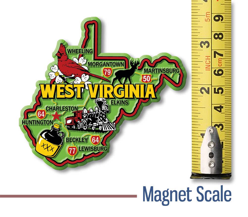 West Virginia Colorful State Magnet 3.7" x 3.4" Made USA