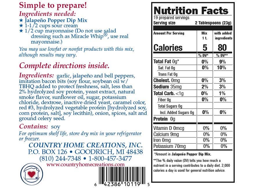 Country Home Creations - Jalapeno Popper Dip Mix