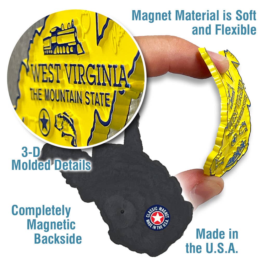 West Virginia - WV Small State Magnet, Made in USA