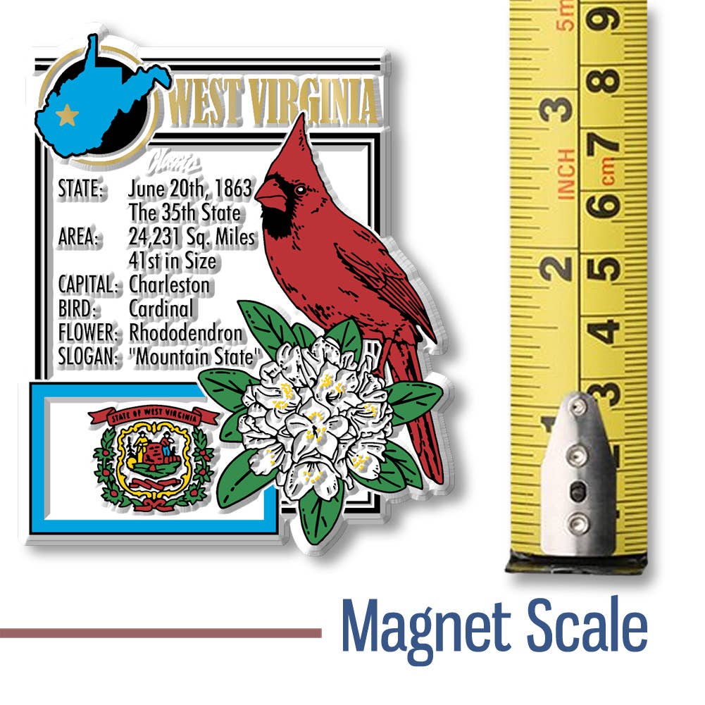 West Virginia State Montage Magnet, Made in USA