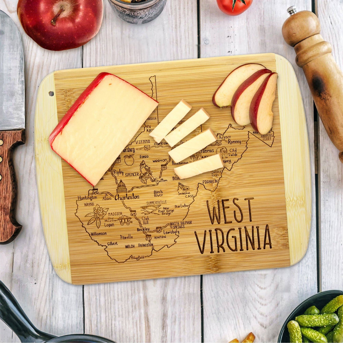 A Slice of Life West Virginia Cutting & Charcuterie Board
