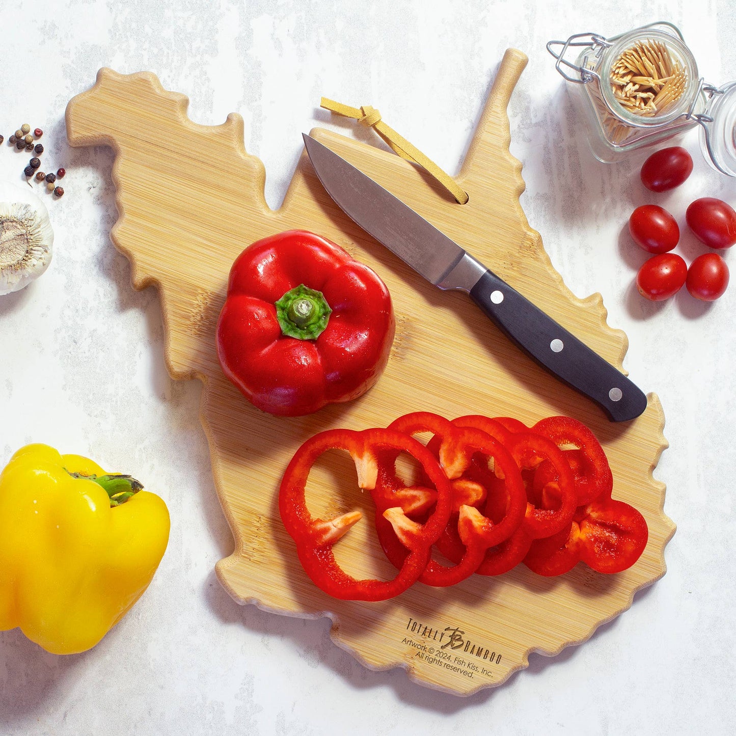 2 West Virginia Cutting Board with Artwork by Fish Kiss™