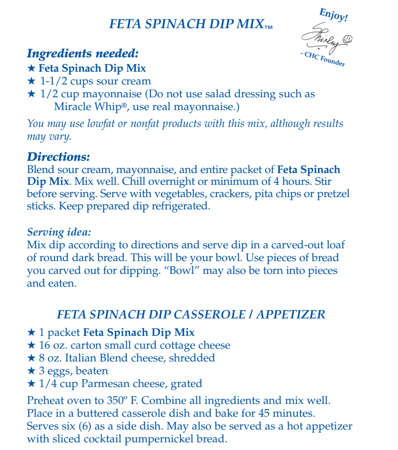 Country Home Creations - Feta Spinach Dip Mix