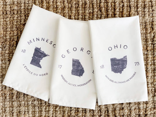 State Badge and Motto - Custom Tea Towel