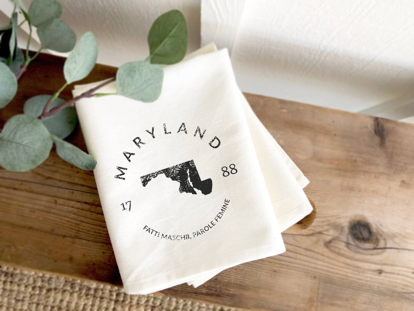State Badge and Motto - Custom Tea Towel