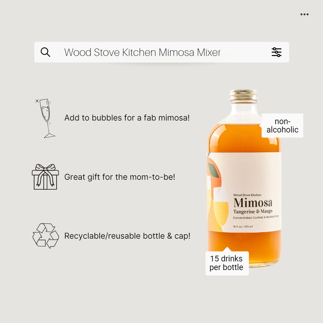 Wood Stove Kitchen - Mimosa Mixer w/ Tangerine & Mango for Cocktails and Mocktails, 16 fl oz
