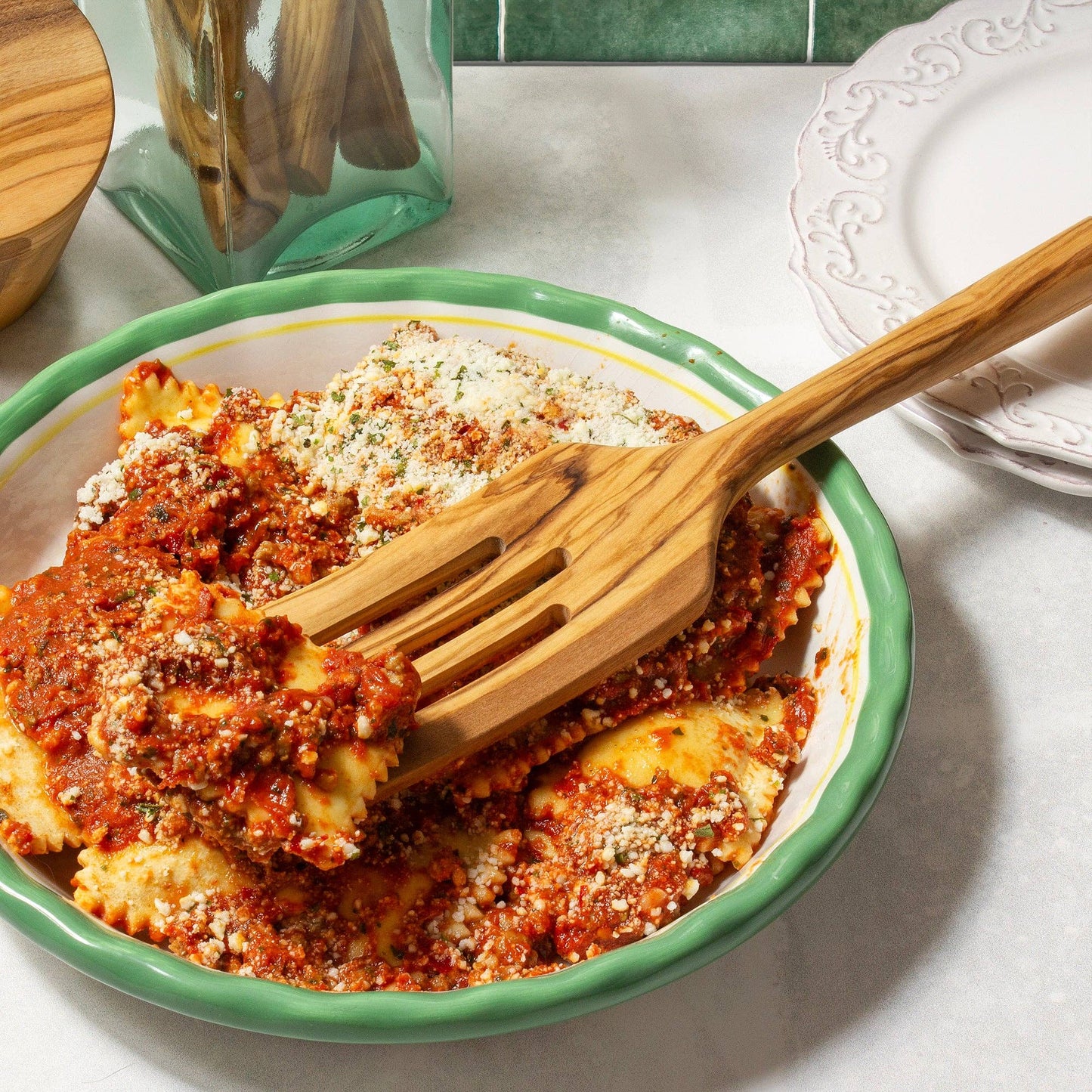 Totally Bamboo - Rock & Branch® Olive Wood Slotted Spurtle, Safe for Nonstick