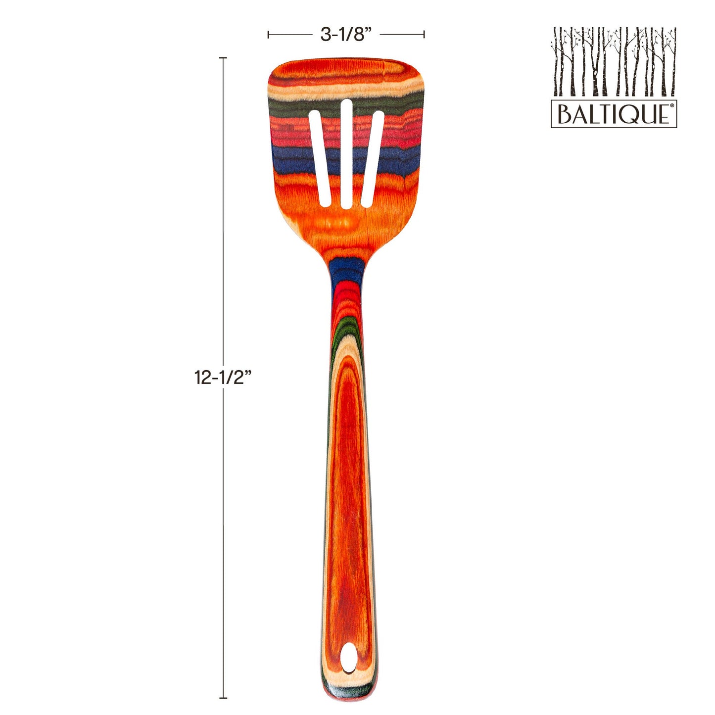 Totally Bamboo - Baltique® Marrakesh Colorful Wooden Slotted Spatula, 12.5"