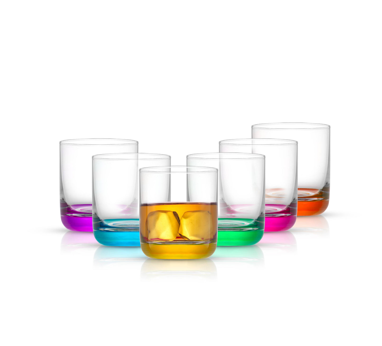 JoyJolt - Hue Colored Whiskey Tumbler Glasses, Set of 6