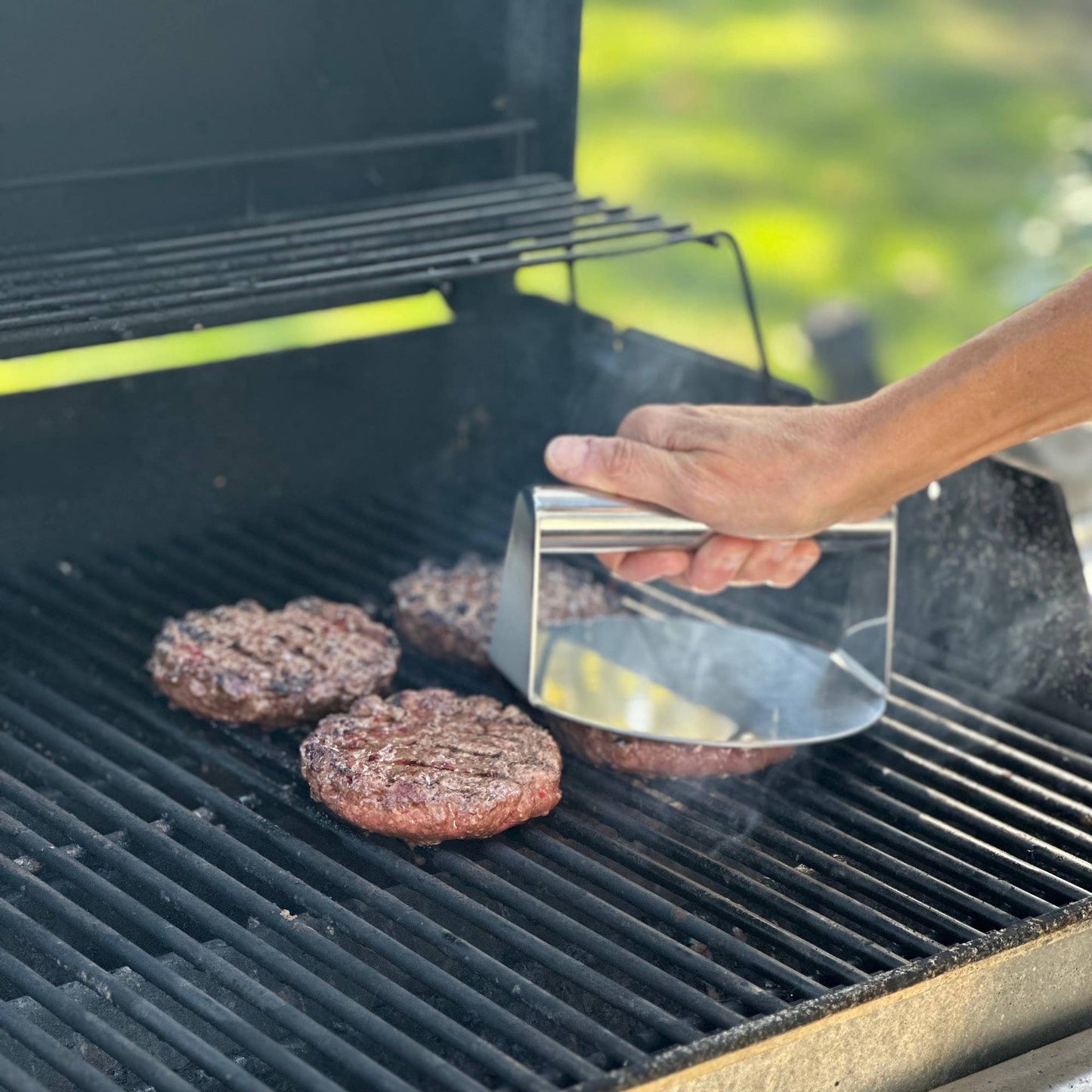 Fox Run Brands - Outset Stainless Steel Burger Smasher, 5.7” x 6” x 3.15”