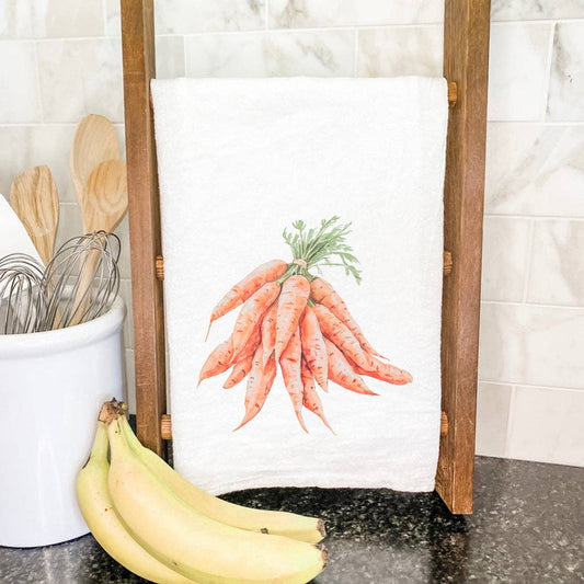Indigo Tangerine - Watercolor Tied Carrots - Cotton Tea Towel