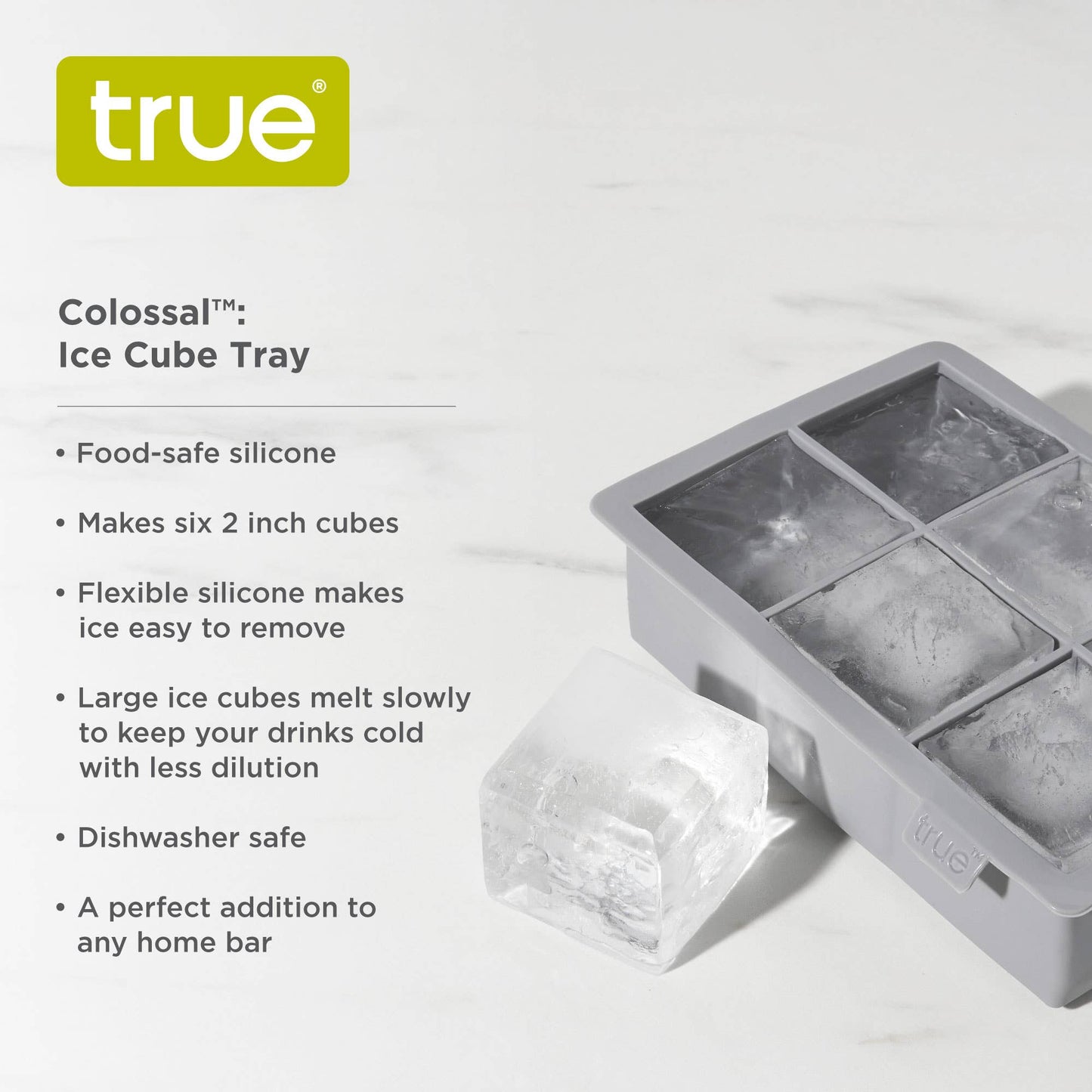 Colossal Silicone 2" Ice Cube Tray - Gray or Red