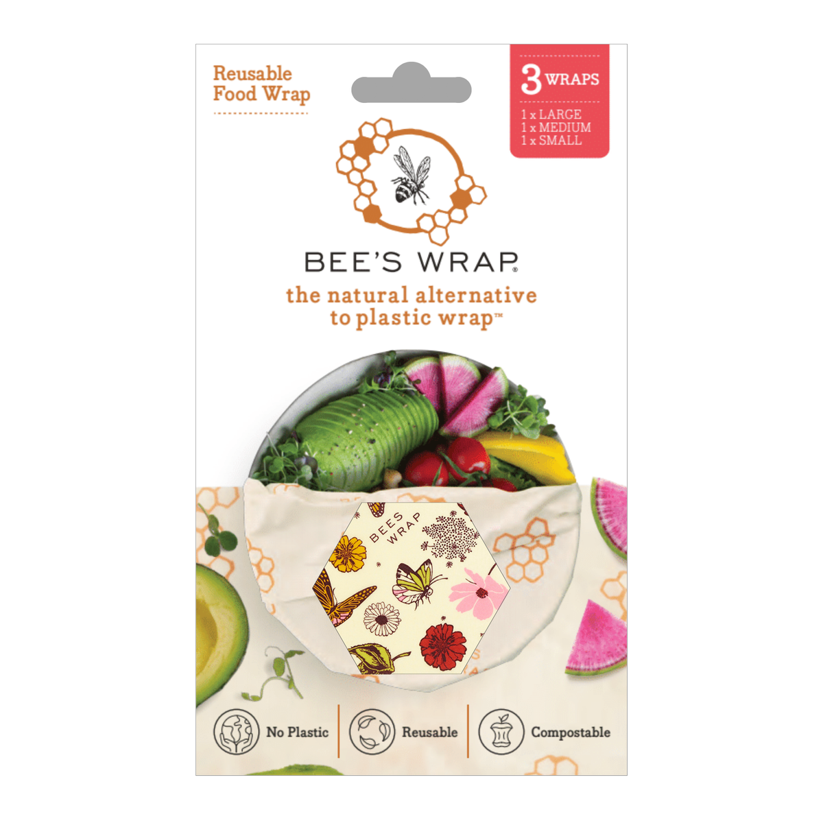 Bee's Wrap - Bees Wrap Reusable Beeswax Food Wraps 3 Pack - Meadow Magic