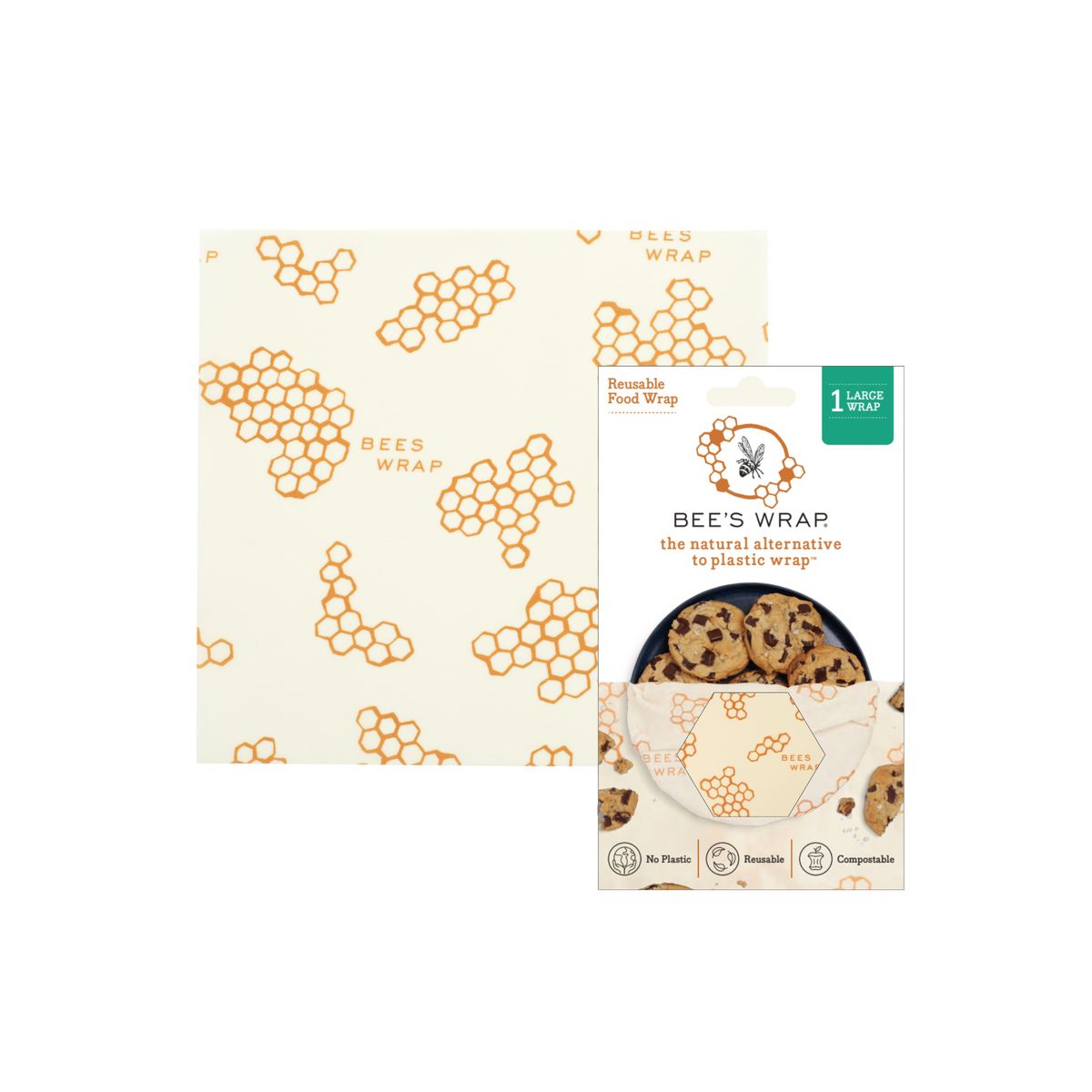 Bee's Wrap - Bees Wrap Large Reusable Beeswax Wrap - Honeycomb Print