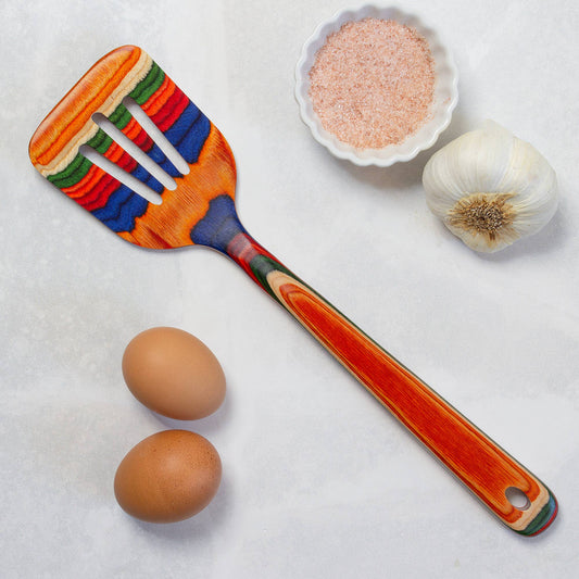 Totally Bamboo - Baltique® Marrakesh Colorful Wooden Slotted Spatula, 12.5"