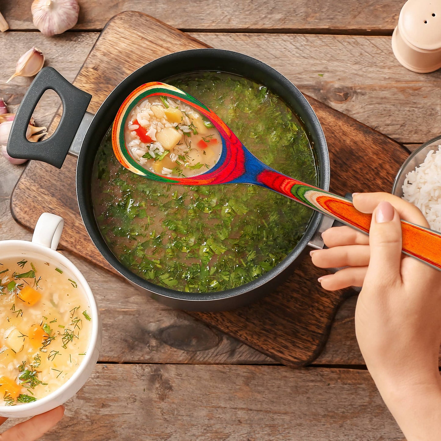 Totally Bamboo - Baltique® Marrakesh Colorful Wooden Cooking Spoon, 12.5"