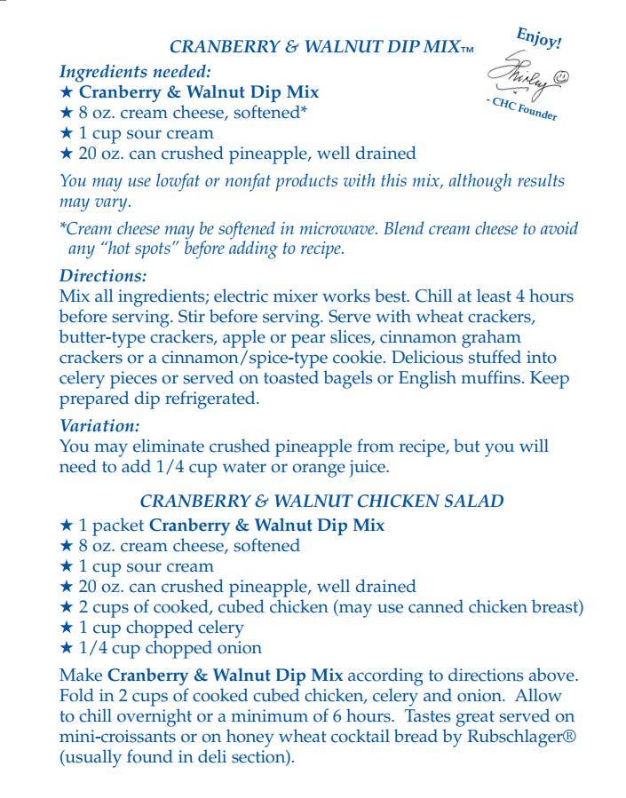 Country Home Creations - Cranberry Walnut Dip Mix