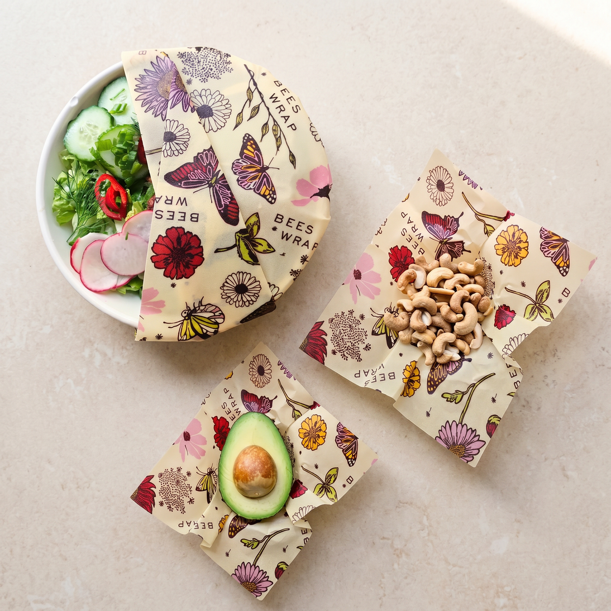 Bee's Wrap - Bees Wrap Reusable Beeswax Food Wraps 3 Pack - Meadow Magic