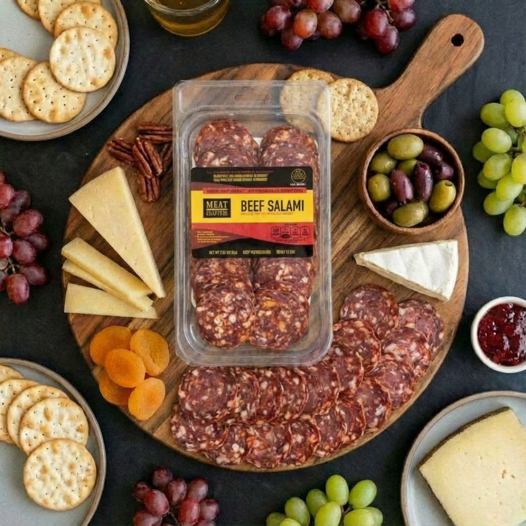MeatCrafters Inc. - Beef Salami, Pepperoni-Style, All-American, Sliced, 3oz x10