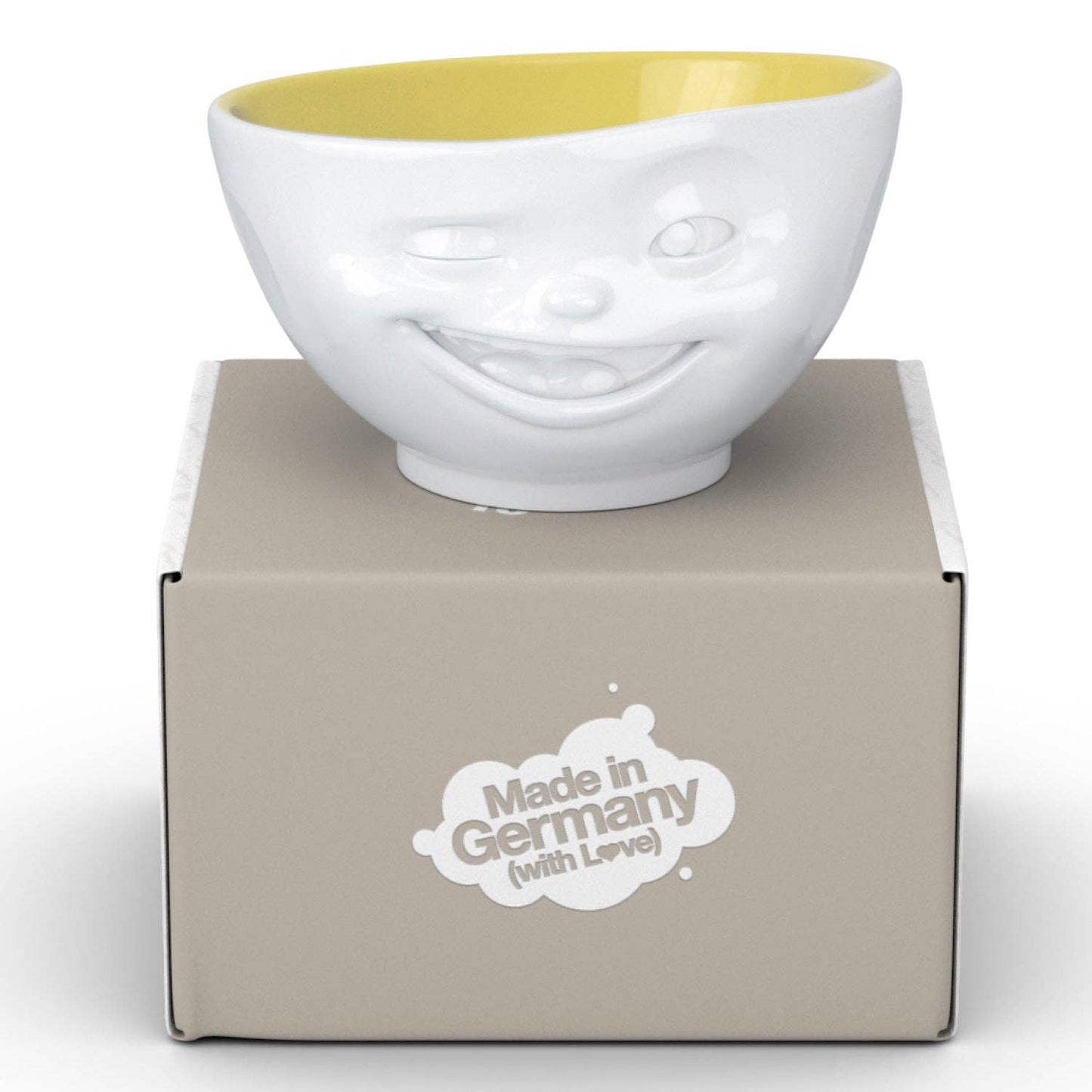 16 Oz. Bowl, Winking Face, Saffron Color Inside