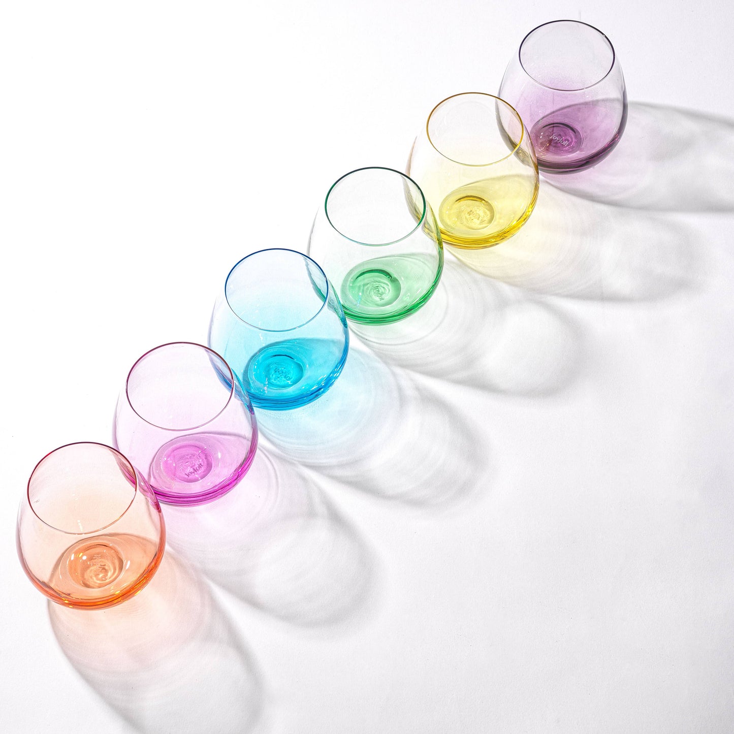 JoyJolt - Hue Colored Stemless Summer Wine Glasses, Outdoor Glasses
