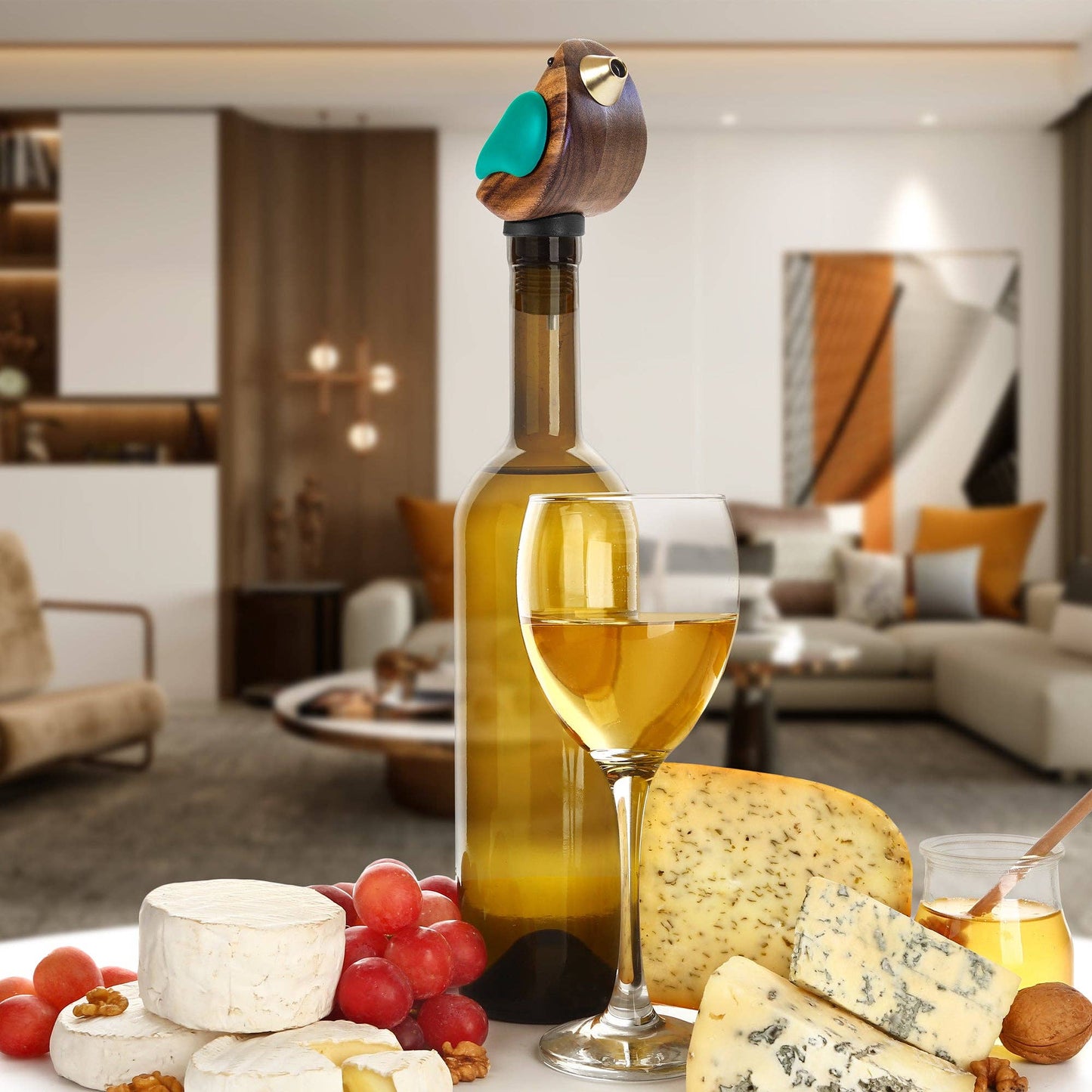 Totally Bamboo - Songbird Specialties® "Singing" Wine Bottle Pourer Turquoise