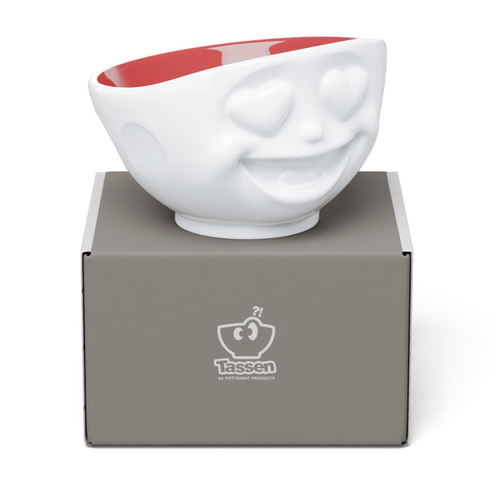 16 Oz. Bowl, Heartful Face, Ruby Color Inside