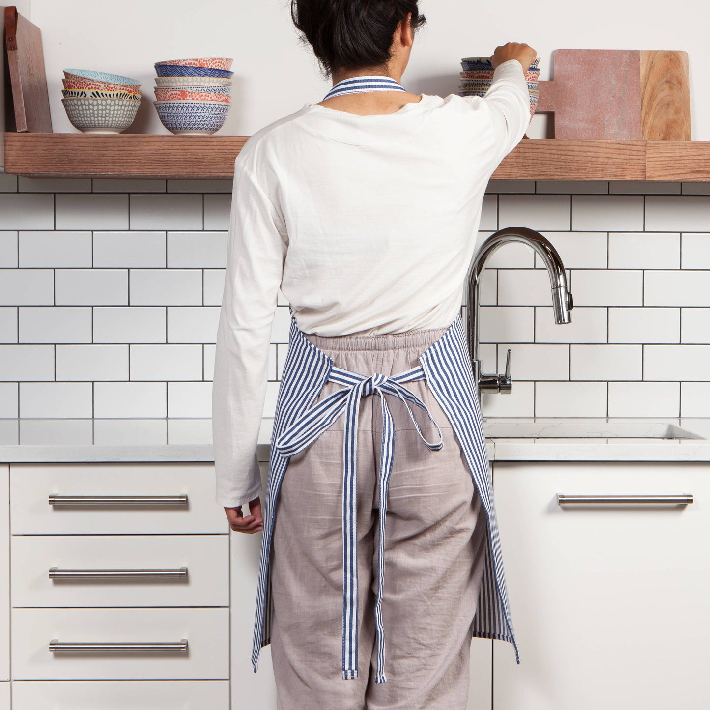 Now Designs by Danica - Narrow Royal Blue Stripe Chef Apron