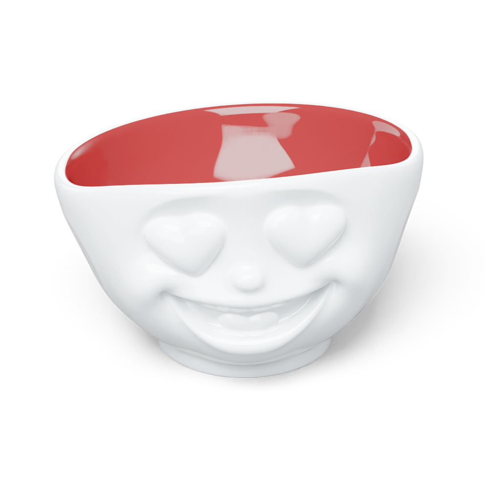 16 Oz. Bowl, Heartful Face, Ruby Color Inside