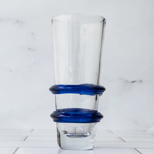 Blenko Cobalt Blue Double Ring Glass