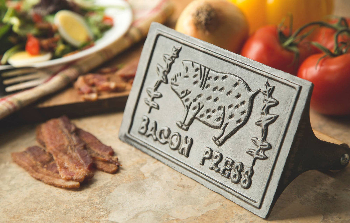 Fox Run Brands - Fox Run Bacon Press, Cast Iron, 6.75" x 4" x 3"